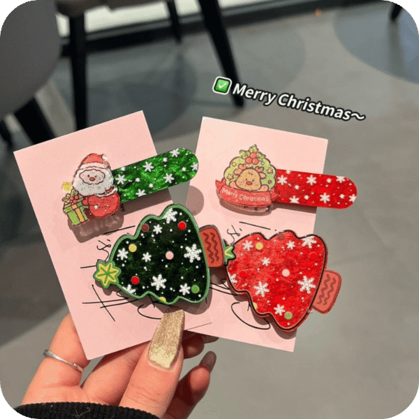 Adorable Christmas Hair Clip Set (4 Pcs)